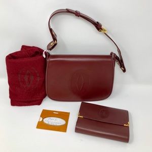Set of small shoulder bag and wallet